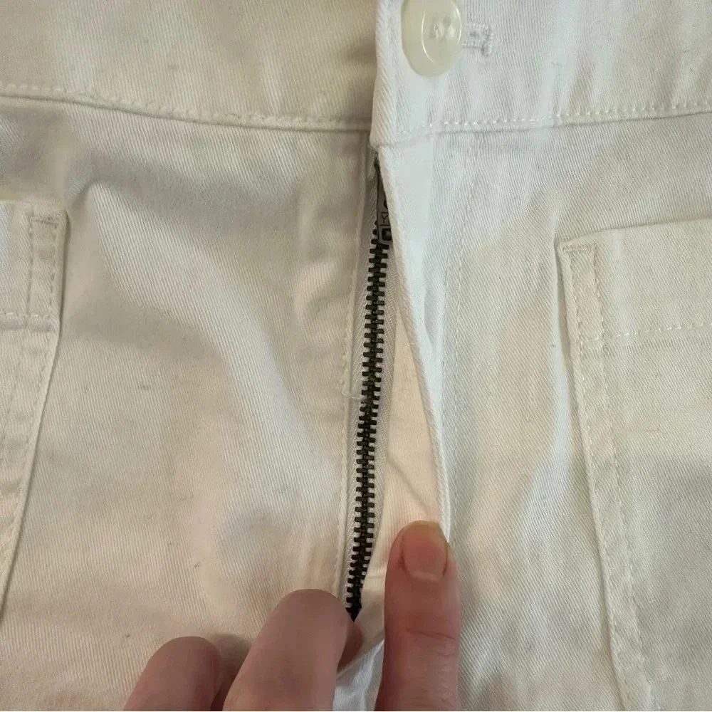 J. Crew New Patch-Pocket Chino Short Women's White Cotton Button Front Sz 14 NWT